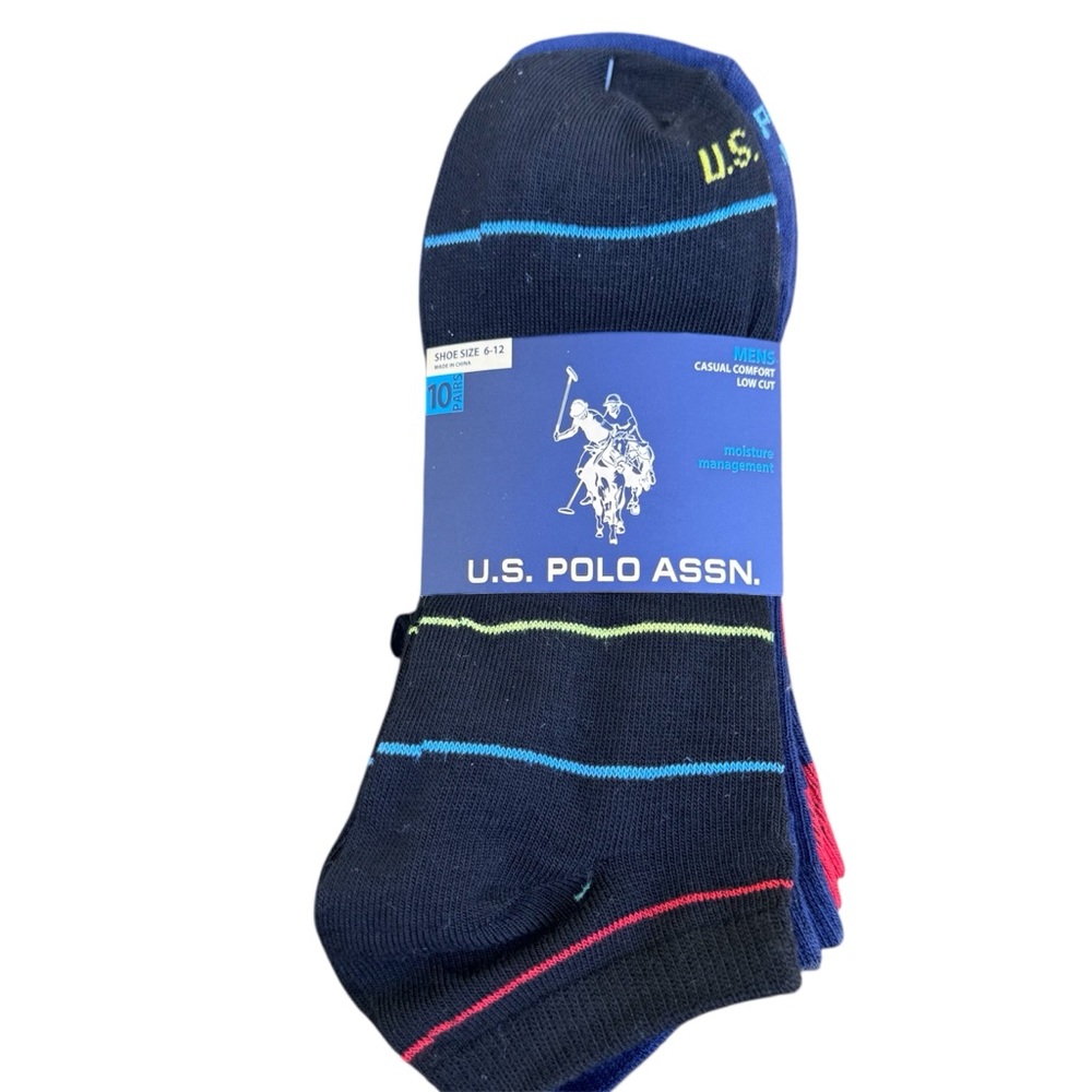 U.S. Polo Assn Men’s Low Cut Casual Comfort Stretch Athletic 10 Pairs Socks